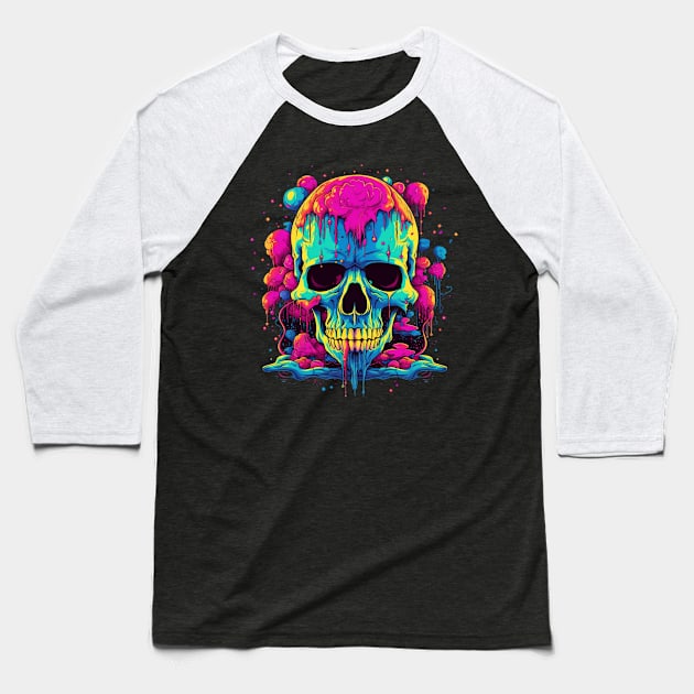 Psychedelic Skull LSD Trip Baseball T-Shirt by TOKEBI